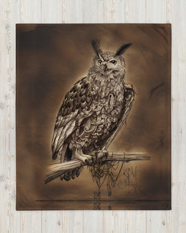 The Clockwork Owl- cozy Throw Blanket by Spy